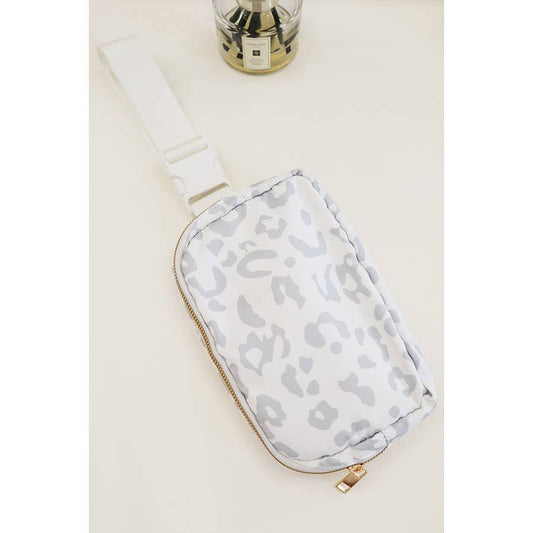 Leopard Crossbody Fanny Pack Belt Bag: WHITE / ONE