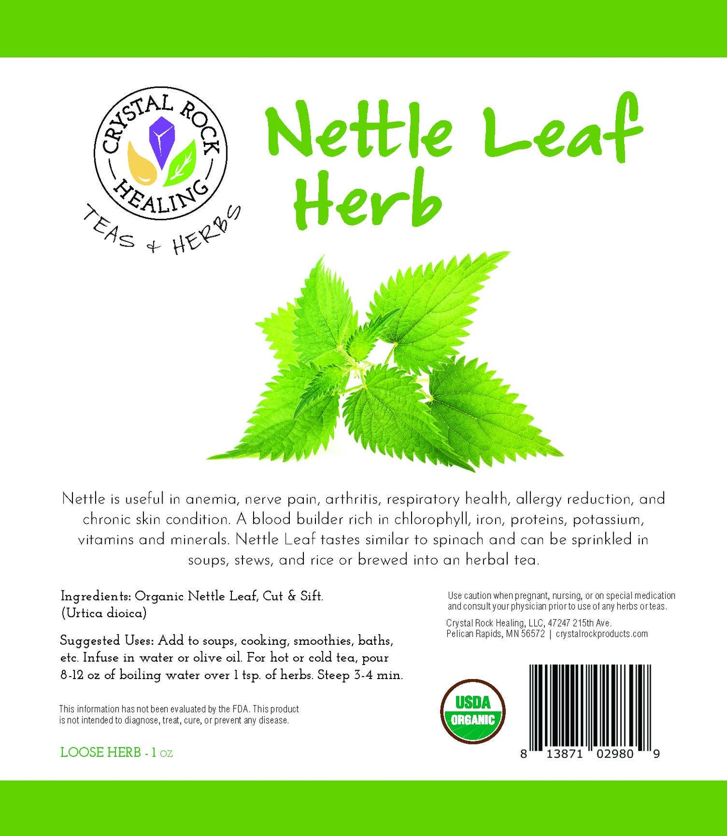 Nettle Leaf Herb 1oz Organic