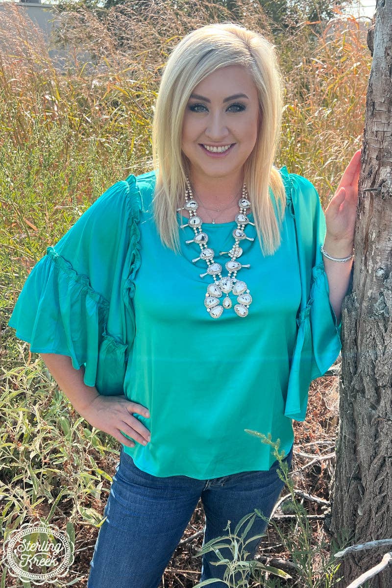 INTO THE NIGHT TOP TEAL: XL